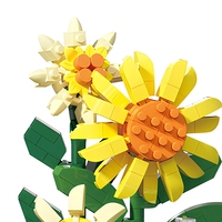 Puzzle de construction de fleurs 310 pièces en plastique ABS, modèle d'assemblage DIY avec couvercle anti-poussière, décoration de bureau pour enfants et adultes