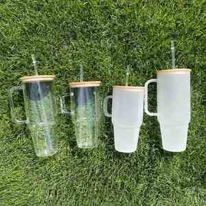 Vaso de Vidrio Reutilizable Ecológico de 32 oz con Asa para Auto, Reduce el Desecho de Artículos Desechables - Product Image 3