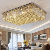 Lustre en cristal K9 en acier inoxydable, à LED tricolore et intensité variable, idéal pour villa, duplex, salon, hôtel – Vente directe usine