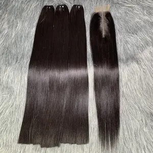 100% Unprocessed Premium Luxury 15A Raw Hair Bundle, DD Bone Straight Vietnam Virgin Human Hair 3 Bundles with Kim K 2*6 Closure