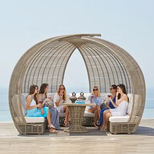 Walden <strong>Outdoor</strong> Furniture Round <strong>Daybed</strong> <strong>with</strong> <strong>Canopy</strong> Patio Rattan Resin Wicker Round Sun Bed Rope Round Lounger Metal Frame Style - Product Image 3