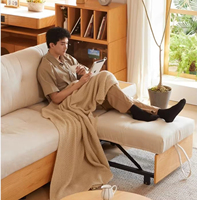 Nouveau Canapé-Lit Extensible et Pliable 2026 en Bois Massif Japonais avec Rangement Intégré pour Appartement, Bureau, Hôtel, Maison