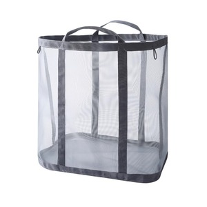 Collapsible Mesh Laundry Basket Gray And Black Rectangle Portable Wall Mounted Clothing Organizer Nylon Fabric - Product Image 5