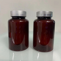 Bouteille de médicaments vide transparente en PET de 250 ml (250 cc) marron/noire, flacon pour vitamines et pilules, avec bouchon à vis de sécurité enfant, sérigraphié