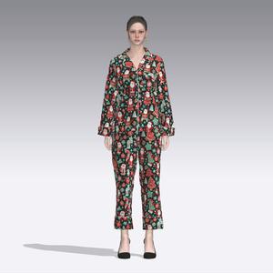 Pyjamas pour femmes Hot Fashion <span class=keywords><strong>Animal</strong></span> et fleur Satin soie femmes imprimé motif pyjamas - Product Image 2