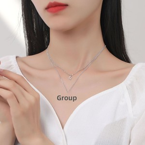 Collier pour femme en argent sterling 925, motif <span class=keywords><strong>Pique</strong></span> <span class=keywords><strong>Reine</strong></span> sportif, design double couche, chaîne <span class=keywords><strong>de</strong></span> pull en bambou, tendance et polyvalent - Product Image 4