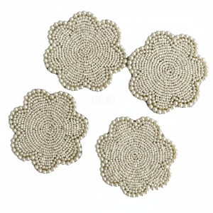 Juego de posavasos con forma de flor de alta calidad, 4 posavasos con cuentas de vidrio para bebidas, posavasos para decoración de mesa de café, precio al por mayor - Product Image 1