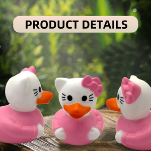 Số lượng lớn khuyến mại Tùy chỉnh 3 inch màu Hồng Mèo cao su vịt PVC bóp Float kêu cót két âm thanh bồn tắm đồ chơi cho bé - Product Image 2