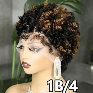 โปรโมชั่น Letsfly $26 วิกผมสั้นหยิกแบบ Pixie Cut ขอบผม 4C  13x4 Swiss พร้อมผมเบบี้แฮร์ ผมแท้บราซิล 100% - Product Image 1