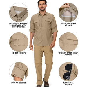 Camisas de Pesca para Hombre, Talla Grande, UPF 50+, Manga Larga, Transpirables, Antibacterianas, 100% Poliéster, Secado Rápido, para Safari, Camping y Senderismo - Product Image 2