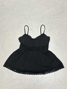 Women Lace Camisole Long Top Ruched Fitted Slim Cute Style <b>Spaghetti</b> <b>Strap</b> - Product Image 2