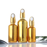 Botol Tetes Kosmetik Silinder Emas Berlapis Elektro 50mL untuk Serum Perawatan Kulit & Minyak Esensial Botol Kaca Kustom