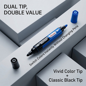 Pennarelli per Lavagna a Doppia Punta, 3 Colori con Nero, Cancellabili, a Base d'Acqua, Alta Capacità, Punta Larga - Product Image 2