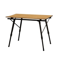 Table de pique-nique pliante réglable en hauteur KINGGEAR, moderne, en aluminium, motif bois, pour l'extérieur