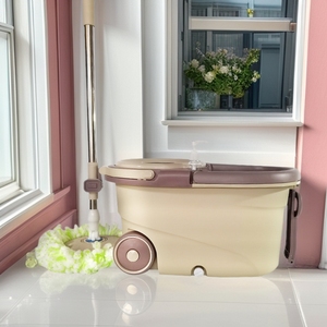 Spin Mop With Floating Bucket Stainless Steel Rod Rectangular Chenille Mop Head Wheels For Household Cleaning - Product Image 1