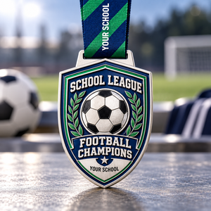 Médaille de champion de football scolaire en alliage de zinc gravée, récompense sportive personnalisée pour votre école, fabricant de médailles OEM ODM - Product Image 1