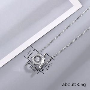 Collier pendentif dessin animé XL1519 en argent 925 avec strass en cristal taille brillant rond, mignon, pour usage quotidien, unisexe, chaîne à maillons - Product Image 5