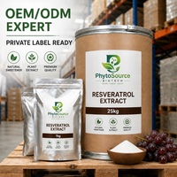 Poudre d'extrait de Resvératrol de qualité alimentaire en vrac 98% par HPLC certifiée Halal Ingrédient de supplément à base de plantes Fournisseur PhytoSource