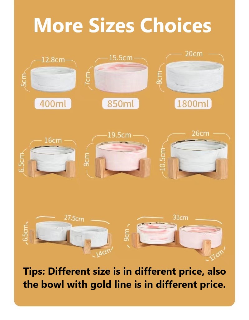 Matted Ceramic Pet Feeders With Wooden Stand For Dogs Cats