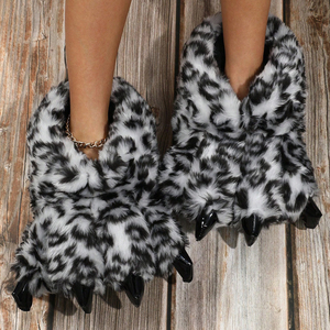 Pantoufles en coton en forme <span class=keywords><strong>de</strong></span> pattes <span class=keywords><strong>de</strong></span> <span class=keywords><strong>tigre</strong></span> et <span class=keywords><strong>de</strong></span> zèbre <span class=keywords><strong>de</strong></span> dessin animé, mignonnes et amusantes, pour l'automne et l'hiver, chaussures chaudes en coton pour la maison - Product Image 1