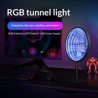Miroir acrylique superposé 3D Abyss Light LED avec alimentation USB, télécommande via application, fonction de détection sonore, lampe créative à intensité variable