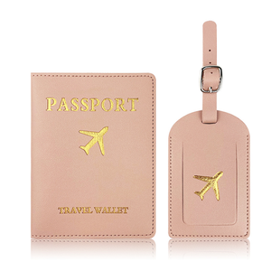 Logotipo personalizado Etiqueta de equipaje Conjunto de regalo de viaje Funda de pasaporte de cuero Pu Funda de viaje Soporte de pasaporte personalizado de PU - Product Image 1