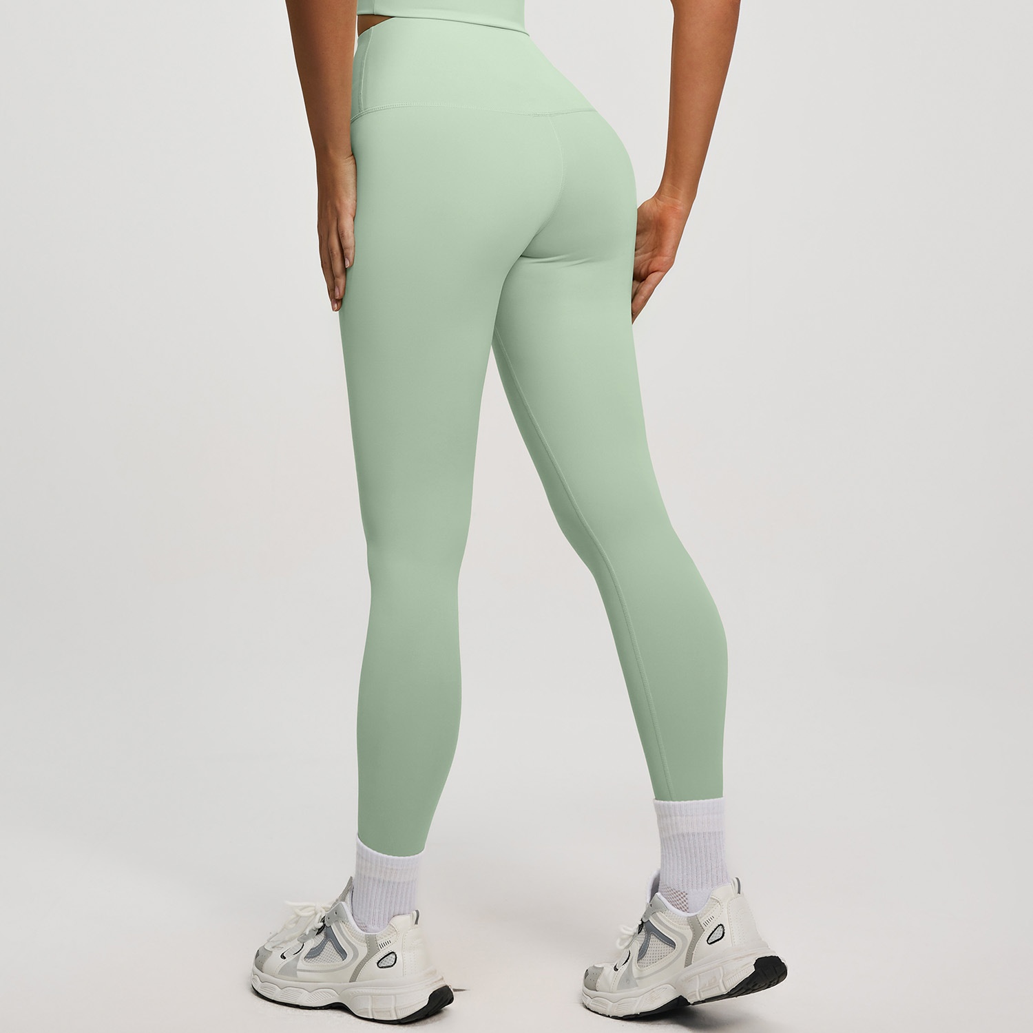 High-Waisted Butt-Lifting Sports Yoga Pants Tummy Control Shapewear High-Elasticity Spandex/Polyester Full-Length Solid Design