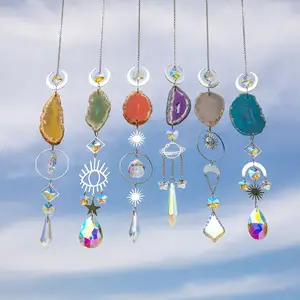 Natural Hanging Window Car Pendant Prism Ball Agate Slice Suncatcher Crystal Sun Catcher