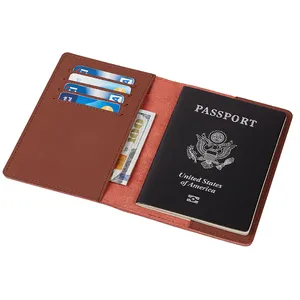 High Quality Genuine Heather Card Holder For Passport Designer Custom Travel Passport Holder Cover
