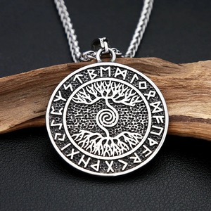 yunnique Norse Viking Odin Rune Pendant <b>Tree</b> Of Life Stainless Steel <b>Necklace</b> Men's Jewelry Gift - Product Image 3