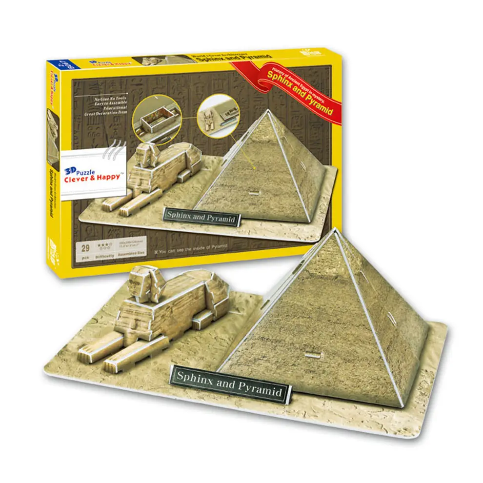 IQ Game Toy Triangle Pyramid Model Paper 3D Puzzle Pyramid With Sphinx