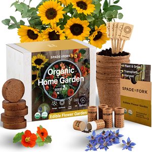 USDA Organic 23pc Kit de jardin intérieur Fleurs comestibles sans OGM comprenant des pots illustrés de <span class=keywords><strong>basilic</strong></span> thaïlandais de tournesol Simple - Product Image 6