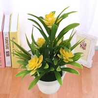 Plantes artificielles en pot multicolores avec 5 petits lotus simulation petits bonsaïs ornements de bureau décoration de la maison 1 pièce