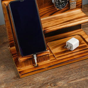 Wooden Desktop <b>Organizer</b> Multifunctional Phone Holder Watch Stand Solid Wood Office Storage Desk Accessory Chinese Fir - Product Image 2