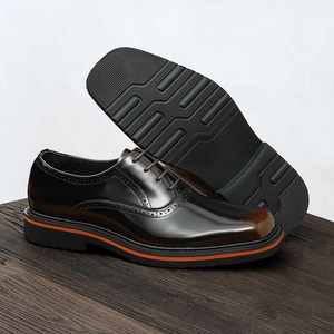 High Quality Luxury Casual Shoes Men Business Formal British Style Color Patchwork Lace-Up Square <b>Toe</b> Lightweight Breathable - Product Image 2