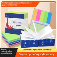 Briques de papier autocollantes 3D avec support en bois et logo personnalisé, fabricant de notes adhésives portables pour la publicité