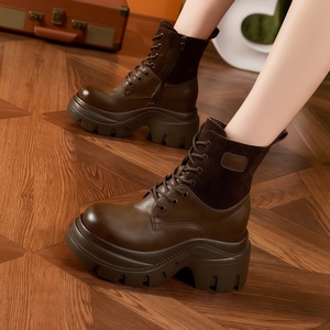 Botines de Plataforma de Tacón Grueso de Diseño de Lujo para Mujer, Colección Otoño/Invierno 2026, Versátiles, con Aumento de Altura, para Mujeres de Baja Estatura - Product Image 3