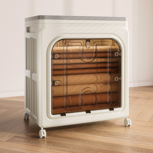 Three Door <b>Folding</b> <b>Storage</b> <b>Box</b> Large Capacity Toy Organizer Off White With Gray Lid Standing Type Clothes <b>Box</b> - Product Image 2