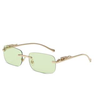 Nuevas Gafas de Sol sin Montura para Hombre y Mujer, Gafas de Sol de Diseño Moderno, Gafas de Sol Metálicas con Cabeza de Leopardo - Product Image 5