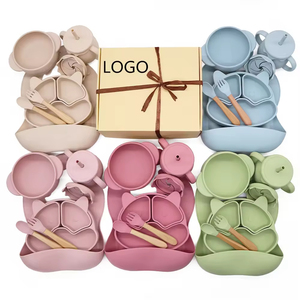 Oem/ODM <span class=keywords><strong>BPA</strong></span> miễn phí trẻ em Bộ đồ ăn tùy chỉnh Silicone Bát cai sữa hút tấm bé và trẻ mới biết đi 6 mảnh ăn bộ - Product Image 1