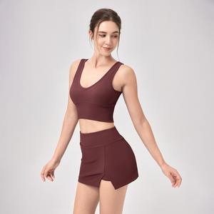 Completo da donna 2 pezzi da Yoga canotta Racerback con gonna Shorts-abito da Tennis ad alta elasticità asciugatura rapida Set per palestra Fitness - Product Image 4