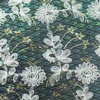 Tissu en dentelle brodée 3D avec cordon rose et sequins étoiles pour robe de soirée femme, fabrication OEM