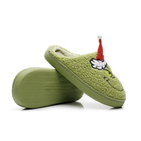Automne hiver peluche pour pantoufles pour hommes femmes nouveau noël pour Grinch cheveux verts coton étrange pour pantoufles TPR
