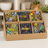 Sous-verres en céramique carrés personnalisés en gros, plaqués or, gaufrés en 3D, avec support en liège et isolation thermique