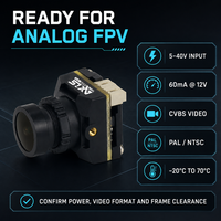 Caméra FPV analogique HD Axisflying C2 1200TVI, capteur CMOS 1/4, 5-40V PAL NTSC, grand angle 16:9, certifiée CE/FCC pour drone de course