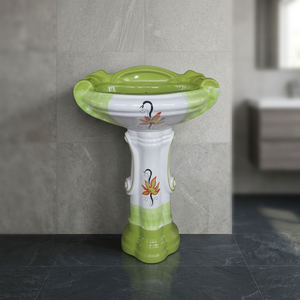 Lavabo de pedestal completo de diseñador negro Dolphin Zebra Vitrosa Lavabo Juego de fregadero Estilo esterlina India Precio al por mayor - Product Image 3