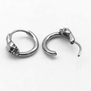 yunnique Skull Clip On <b>Earrings</b> Titanium Steel Geometric Skeleton Design For Men And Women - Product Image 3