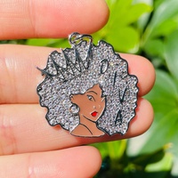 Afro Queen Diva Charm Pendant Fashion Bling Shoe Jewelry Accessory Metal Decoration with Alloy Buckle for Women