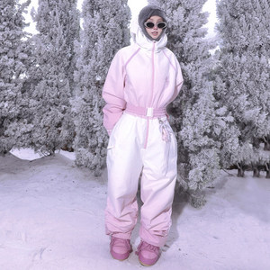 Tuta da Sci Ice and <span class=keywords><strong>Snow</strong></span> <span class=keywords><strong>Queen</strong></span> Nuova 3L Monopezzo Rosa Sfumato con Cappuccio Impermeabile 100% Poliestere Set Completo - Product Image 1