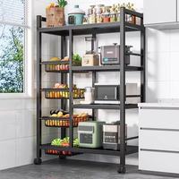 Chariot de rangement multifonctionnel en métal ABS avec roulettes Support pour snacks et four à micro-ondes sur pied pour chambre à coucher et cuisine